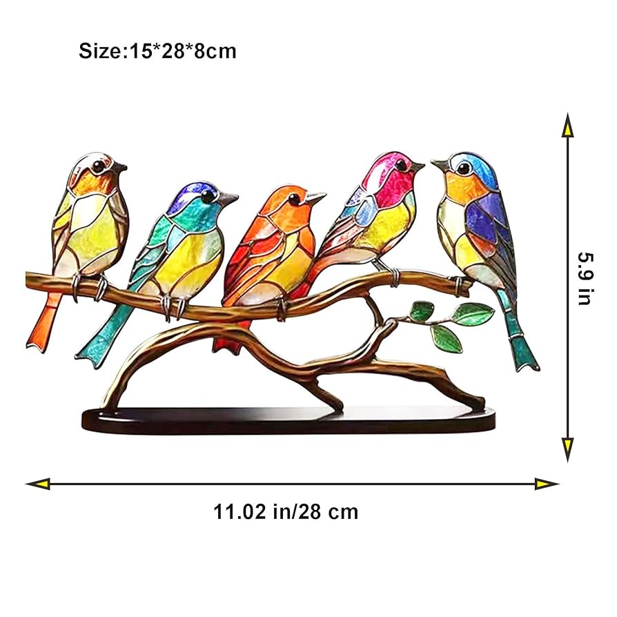 Amazon.co.jp: 枝にあるステンドグラスの鳥、マルチカラーの